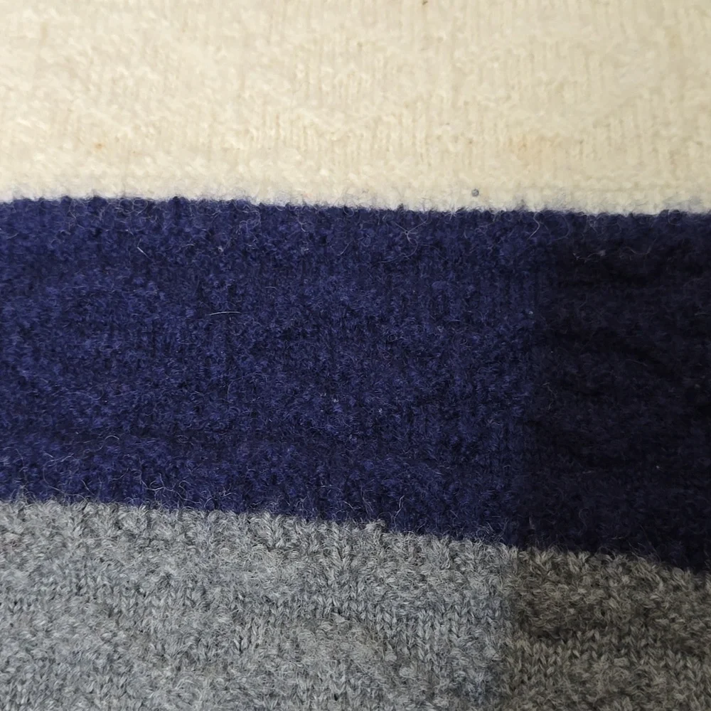 London Fog Wool Colorblock Sweater M | Vintage Blue Maroon White Gray